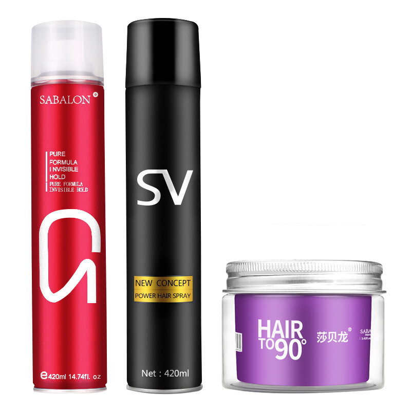 莎贝龙SABALION 三瓶黑瓶发胶，塑造自然清香的不伤发造型